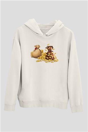 Bankacı Beyaz Unisex Kapüşonlu Sweatshirt