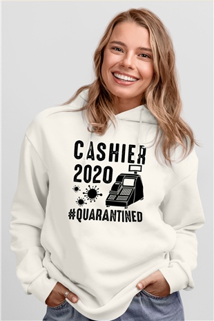Bankacı Beyaz Unisex Kapüşonlu Sweatshirt