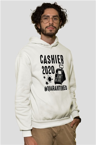 Bankacı Beyaz Unisex Kapüşonlu Sweatshirt