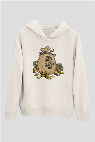 Bankacı Beyaz Unisex Kapüşonlu Sweatshirt