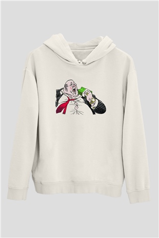 Bankacı Beyaz Unisex Kapüşonlu Sweatshirt