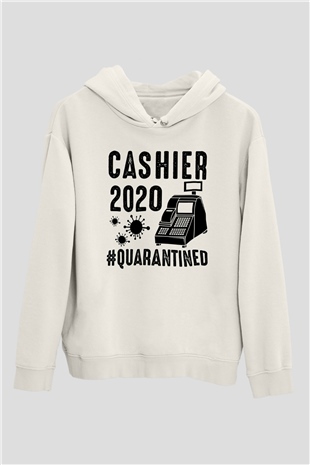 Bankacı Beyaz Unisex Kapüşonlu Sweatshirt
