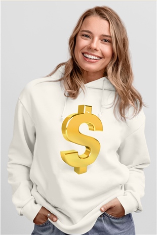 Bankacı Beyaz Unisex Kapüşonlu Sweatshirt