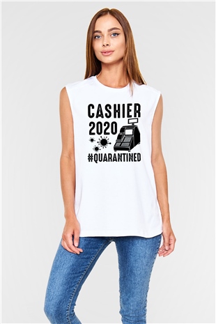 Bankacı Beyaz Unisex Kolsuz Tişört