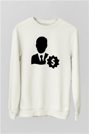 Bankacı Beyaz Unisex Sweatshirt