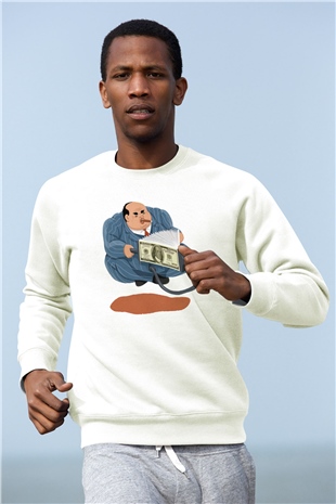 Bankacı Beyaz Unisex Sweatshirt