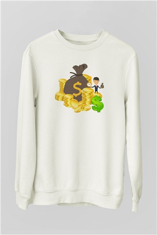 Bankacı Beyaz Unisex Sweatshirt