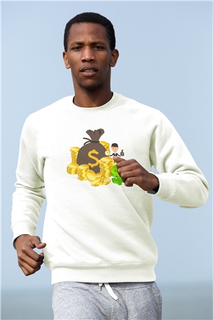 Bankacı Beyaz Unisex Sweatshirt