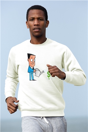 Bankacı Beyaz Unisex Sweatshirt