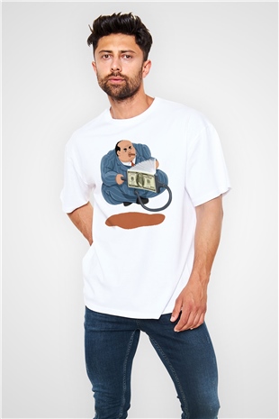 Bankacı Beyaz Oversize Tişört Oversize T-shirt - TişörtFabrikası