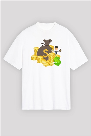 Bankacı Beyaz Oversize Tişört Oversize T-shirt - TişörtFabrikası