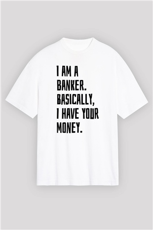 Bankacı Beyaz Oversize Tişört Oversize T-shirt - TişörtFabrikası