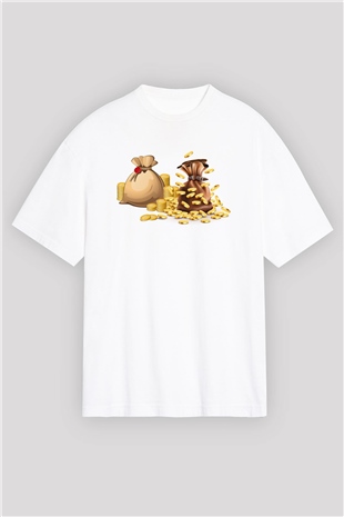 Bankacı Beyaz Oversize Tişört Oversize T-shirt - TişörtFabrikası