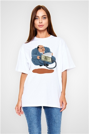 Bankacı Beyaz Oversize Tişört Oversize T-shirt - TişörtFabrikası