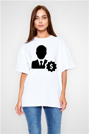 Bankacı Beyaz Oversize Tişört Oversize T-shirt - TişörtFabrikası