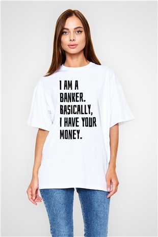 Bankacı Beyaz Oversize Tişört Oversize T-shirt - TişörtFabrikası