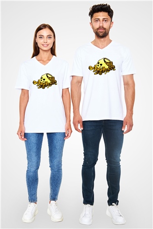 Bankacı Beyaz Unisex V Yaka Tişört