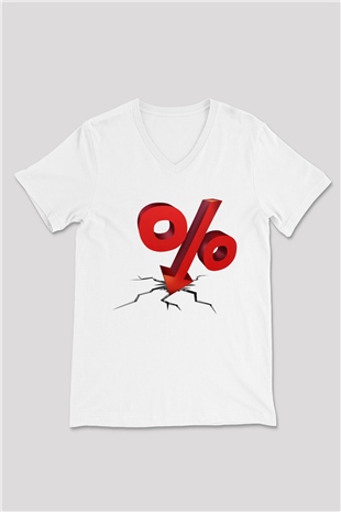 Bankacı Beyaz Unisex V Yaka Tişört