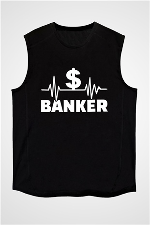 Bankacı Siyah Unisex Kolsuz Tişört