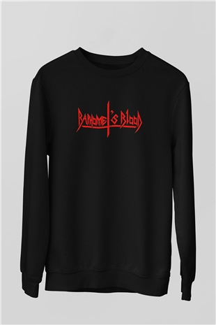 Baphomets Blood Baskılı Unisex Siyah Sweatshirt