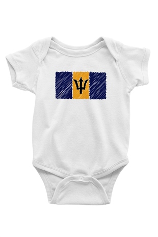 Barbados Baskılı Beyaz Unisex Bebek Body - Zıbın