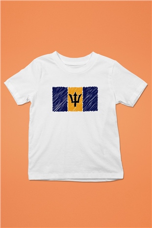 Barbados Baskılı Beyaz Unisex Çocuk Tişört