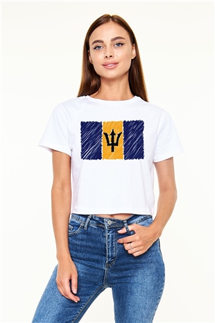 Barbados Beyaz Croptop Tişört