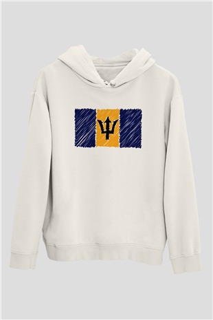 Barbados Beyaz Unisex Kapşonlu Sweatshirt