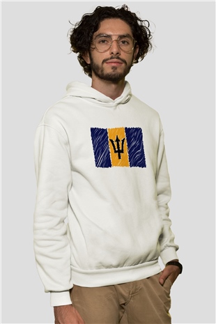 Barbados Beyaz Unisex Kapşonlu Sweatshirt
