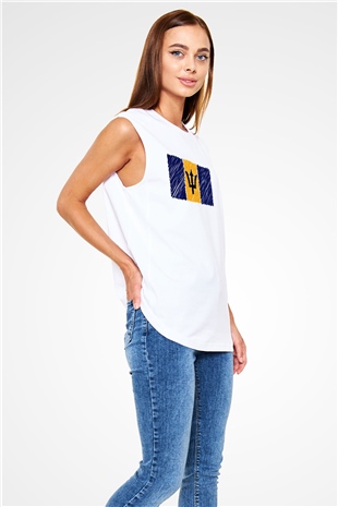 Barbados Beyaz Unisex Kolsuz Tişört