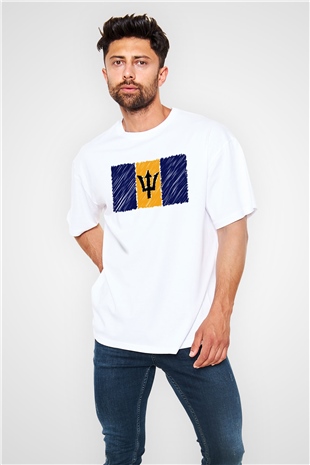 Barbados Beyaz Unisex Oversize Tişört T-Shirt