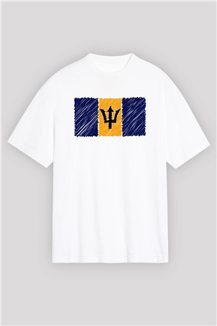 Barbados Beyaz Unisex Oversize Tişört T-Shirt