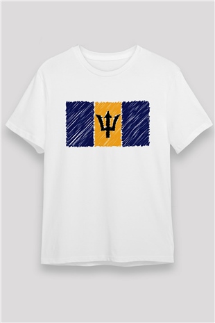 Barbados Beyaz Unisex Tişört T-Shirt - TişörtFabrikası