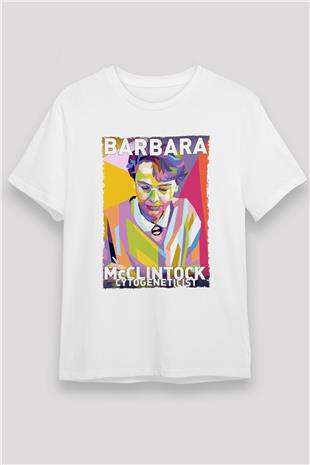Barbara McClintock Baskılı Unisex Beyaz Tişört - Tshirt