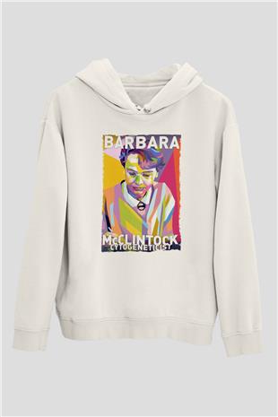 Barbara McClintock Baskılı Unisex Ekru Hoodie