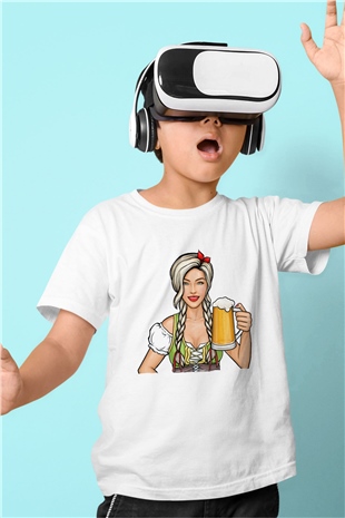 Barmaid Beyaz Unisex Çocuk Tişört