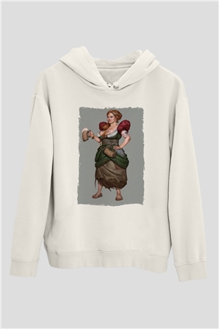 Barmaid Beyaz Unisex Kapüşonlu Sweatshirt