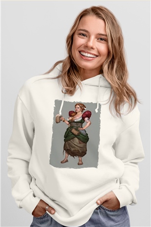 Barmaid Beyaz Unisex Kapüşonlu Sweatshirt