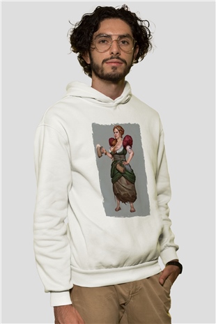 Barmaid Beyaz Unisex Kapüşonlu Sweatshirt