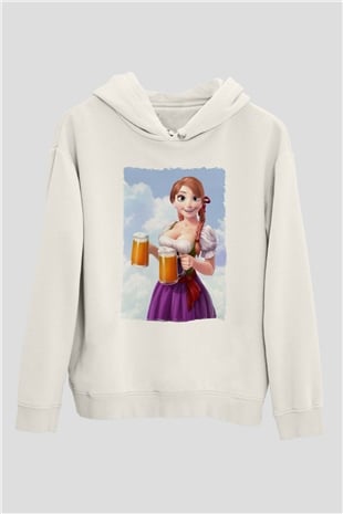 Barmaid Beyaz Unisex Kapüşonlu Sweatshirt