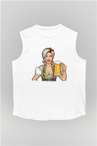Barmaid Beyaz Unisex Kolsuz Tişört