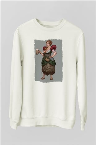 Barmaid Beyaz Unisex Sweatshirt
