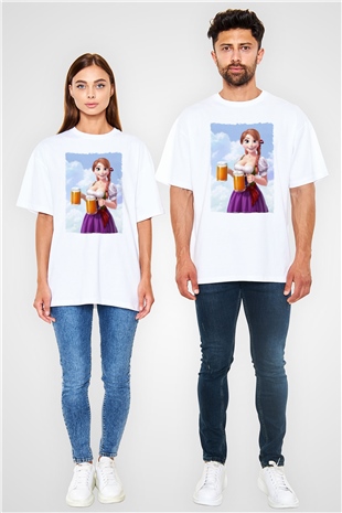 Barmaid Beyaz Oversize Tişört Oversize T-shirt - TişörtFabrikası