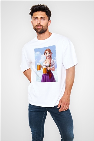 Barmaid Beyaz Oversize Tişört Oversize T-shirt - TişörtFabrikası