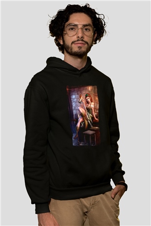Barmaid Siyah Unisex Kapüşonlu Sweatshirt