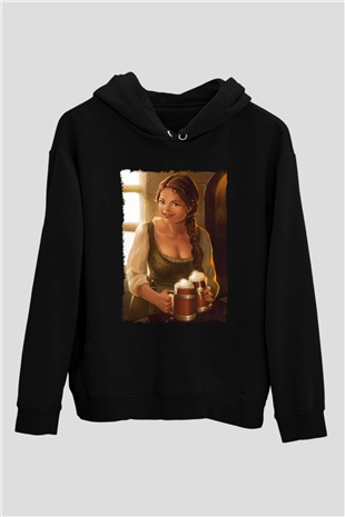 Barmaid Siyah Unisex Kapüşonlu Sweatshirt
