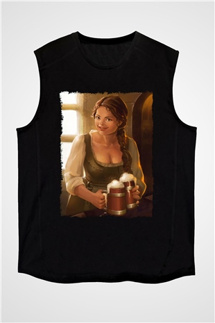 Barmaid Siyah Unisex Kolsuz Tişört
