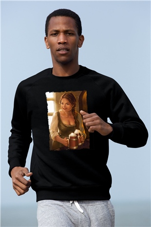 Barmaid Siyah Unisex Sweatshirt
