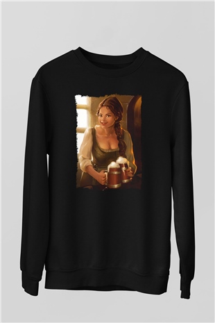 Barmaid Siyah Unisex Sweatshirt