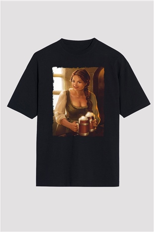 Barmaid Siyah Oversize Tişört Oversize T-shirt - TişörtFabrikası